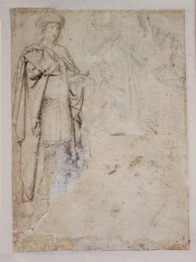 Figurenstudie Des Kambyses Oben Rechts Gewandstudien