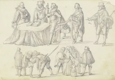 Figurenstudien Mit Drei Genreszenen