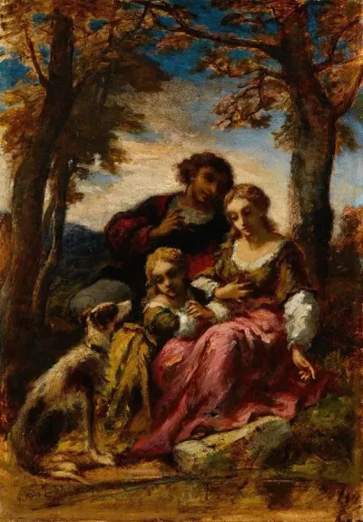 Figures And A Dog In A Landscape