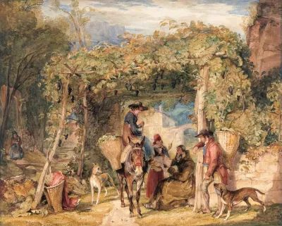 Figures And Animals In A Vineyard