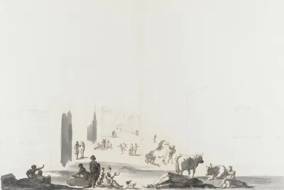 Figures And Animals In Deep Architectural Setting
