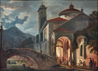Figures At The Entrance To A Church