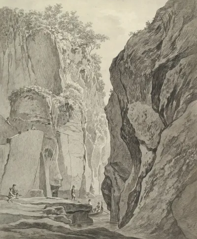 Figures Boating In A Gorge Near Sorrento
