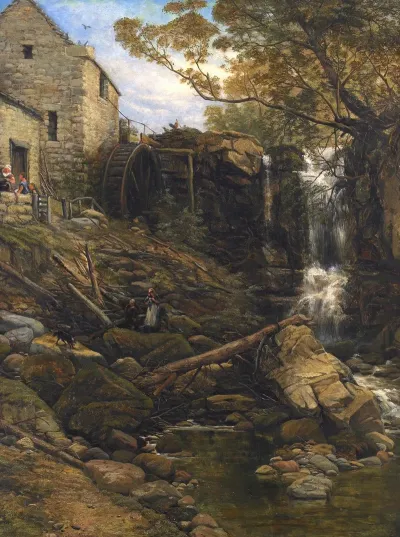 Figures By The Old Water Mill Near Whitby