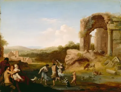 Figures Dancing Near A Ruin