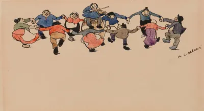 Figures In A Circle Dancing Around A Violin Player