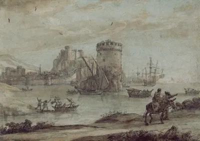 Figures In A Landscape Before A Harbor