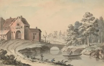 Figures In A Landscape By A River