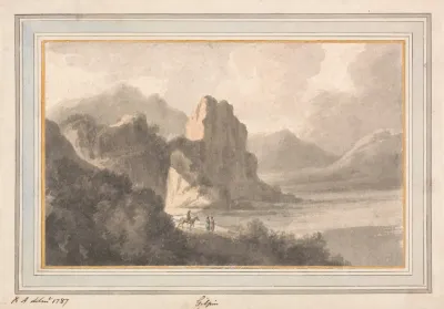 Figures In A Rocky Romantic Landscape