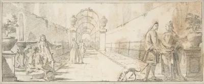 Figures In Conversation In A Garden