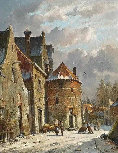 Figures On A Dutch Street Winter