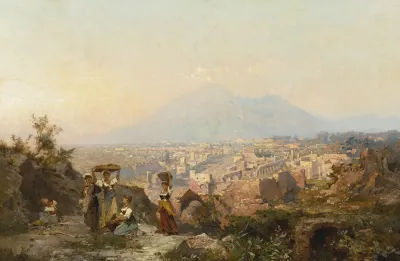 Figures On A Hill Overlooking Pompeii