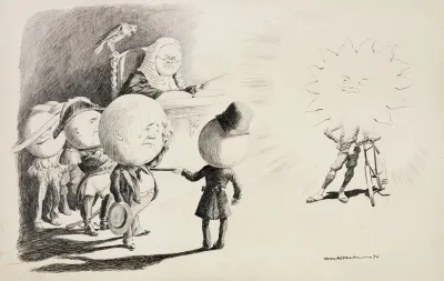 Figures Representing The Planets Are In A Court Room Earth Is On Trial Accused By The Sun