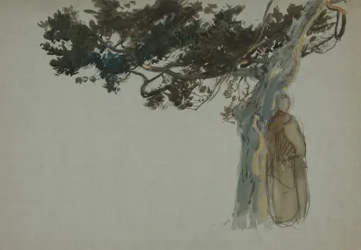 Figures Standing Beneath A Tree