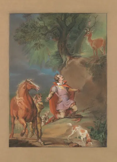 Figuur Knielend Voor Het Goddelijk Hert