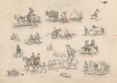 Figuurstudies Met Paarden En Wagens