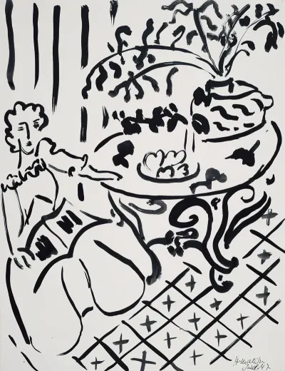 Fille Assise A Table