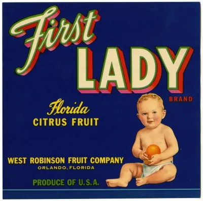 First Lady Brand Florida Citrus Fruit Label 2