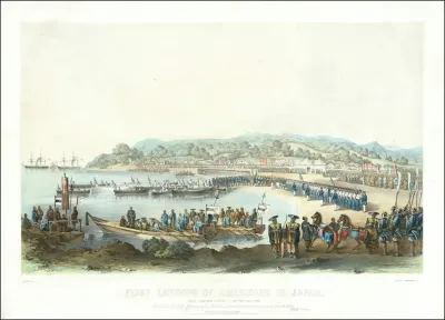 First Landing Of Americans In Japan Under Commodore M C Perry At Gore Hama July 14th 1853