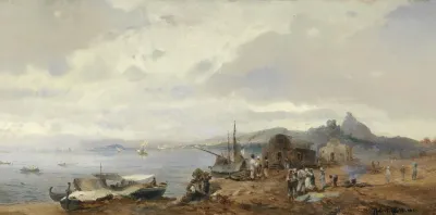 Fischer An Einer Suditalienischen Kustenlandschaft