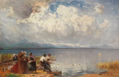 Fischer Und Monche Am Ufer