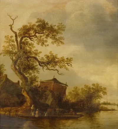 Fishermen Along A Lake With Their Cattle