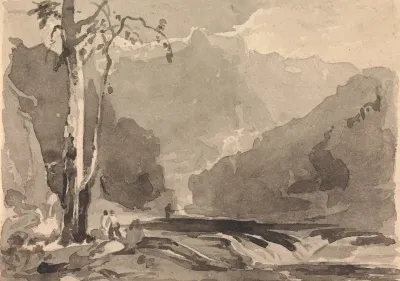 Fishermen At A Mountain Stream