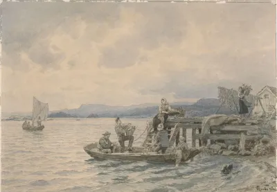 Fishermen At Pier In The Kristiania Fjord
