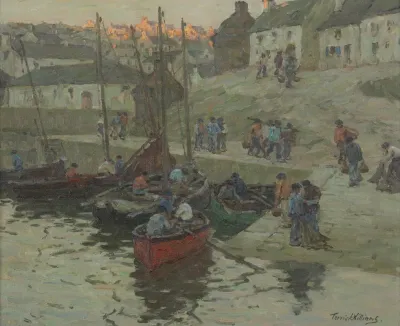 Fishermen At Sundown Audierne Brittany