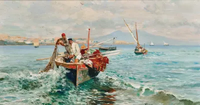 Fishermen By The Coast Of Naples