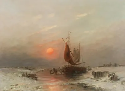 Fishermen Returning At Sunset