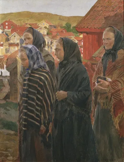 Fishermens Wives Returning From Church