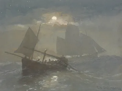 Fishing Boats In Moonlight