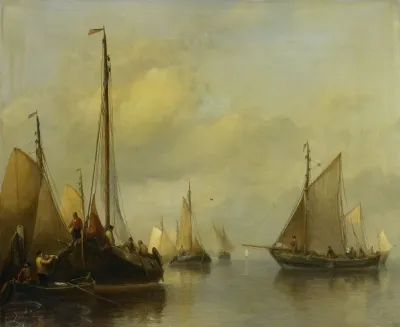 Fishing Boats On Calm Water