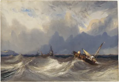 Fishing Boats Tossed Before A Storm