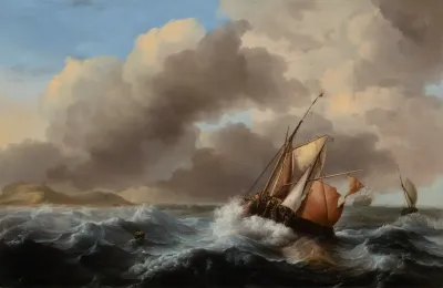 Fishing Vessels Offshore In A Heavy Sea