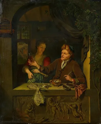 Fishmonger And Woman With Beer Mug
