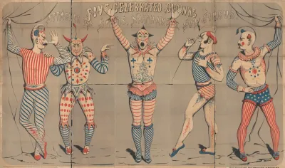 Five Celebrated Clowns Attached To Sands Nathans Cos Circus