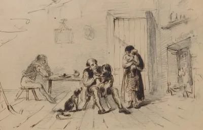 Five Family Members And Dog In Cabin