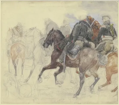 Five Hussars On Horseback