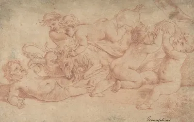 Five Putti Playing With A Goat Bacchanalia
