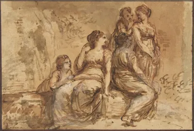 Five Young Women In A Landscape