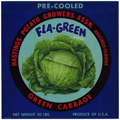 Fla Green Brand Green Cabbage Label
