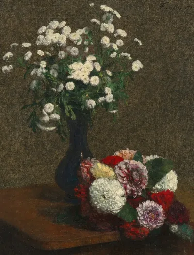 Fleurs Camomille Et Dahlias