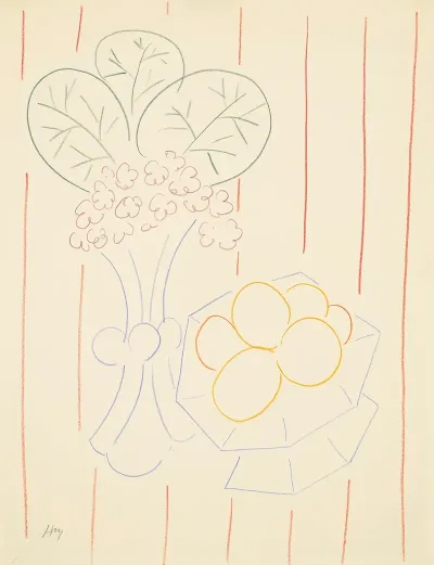 Fleurs Et Fruits Fond Raye