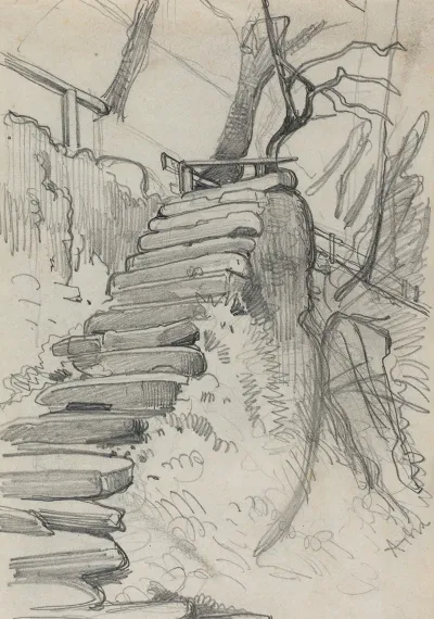 Flight Of Stone Steps In A Garden