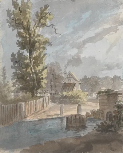 Floating Barrel In A Stream