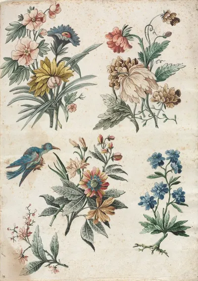 Floral Designs With A Blue Bird