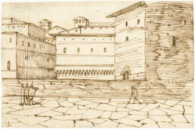 Florence Straatscene M Enige Gebouwen Aan Een Plein