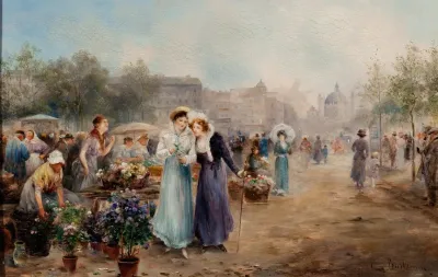 Flower Market Near Viennas St Charles Church